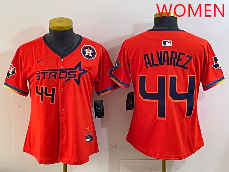 Women Houston Astros 44 Alvarez Orange Fourth generation Joint Name Nike 2025 MLB Jersey style 5